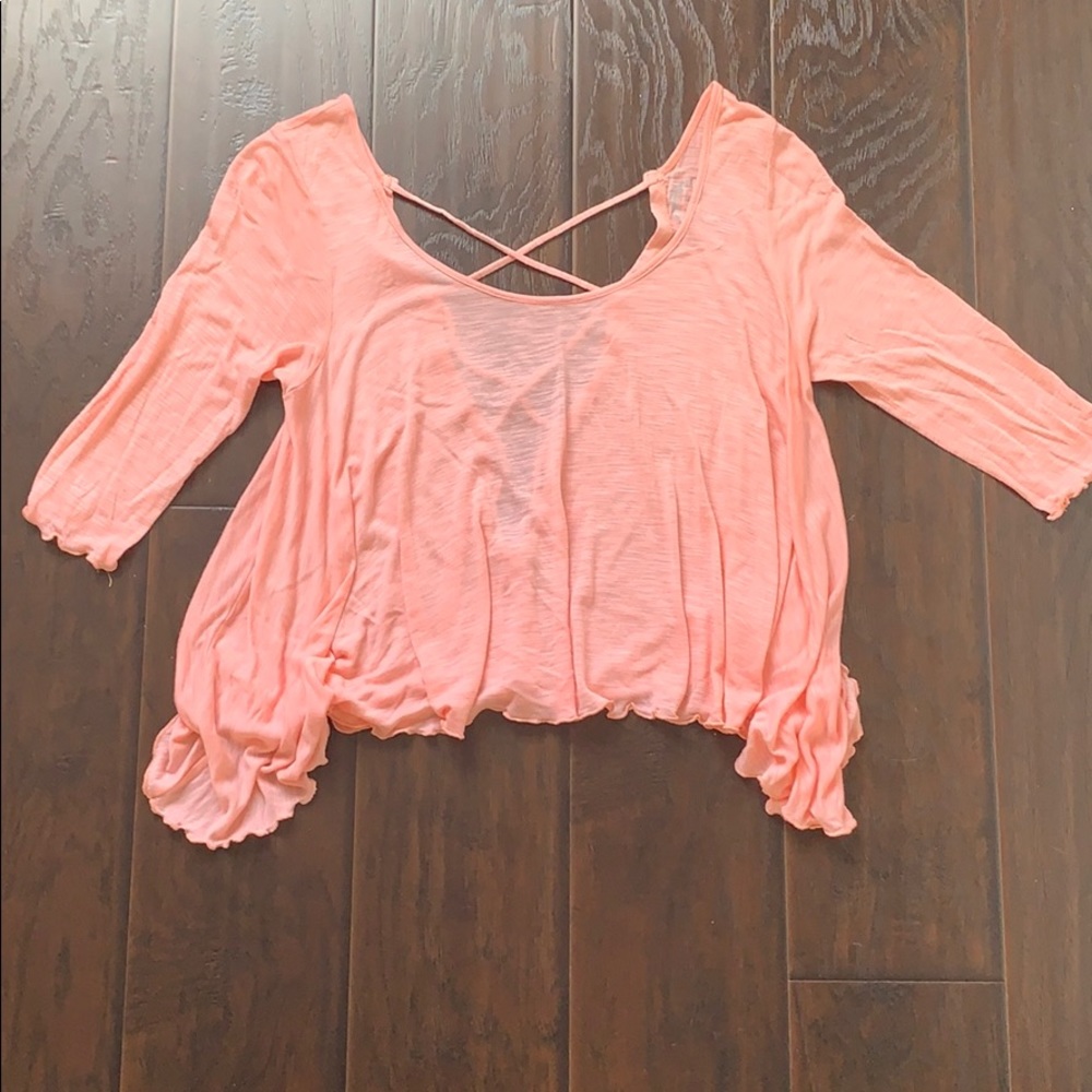 Planet Blue, light pink blouse